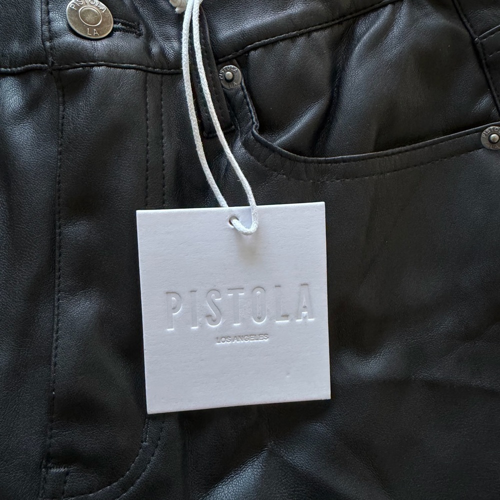 Pistola NWT Lennon Black Leather Pants in Slate Black - Picture 8 of 9